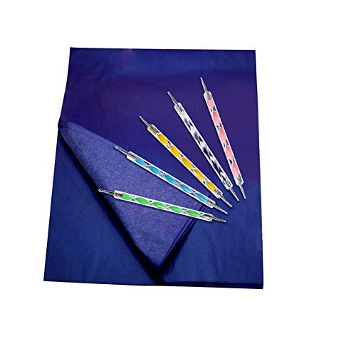 100 Sheets Carbon Transfer Paper,Blue Carbon Copy Paper Tracing Paper with 5pcs Double-end Embossing Stylus for Wood,Paper,Canvas and Other Art Surfaces (8.3 x 11.7 inch) - color: Blue (100 Sheets)