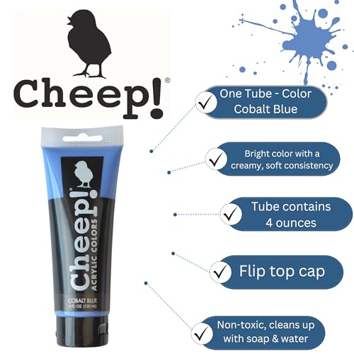 Cheep! Acrylic Paints, 4 oz. Tube - Cobalt Blue, Perfect for Artists - Quality Acrylic Paint Heavy Body Paint Artist and Student - color: Cobalt Blue