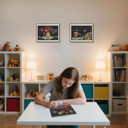 20 PCS Cityscape Scratch Art Book Crafts for Adults Teen, Rainbow Landmarks | DIY Colorful City Series Painting Paper, ASMR Stress-Relief Engraving Kit Scratchboard, travel crafts and creative gifts - color: Rainbow Landmarks