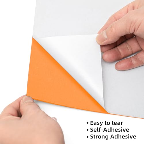 MEARCOOH Self Adhesive Foam Sheets, Orange 9x12 Inch 2mm Sticky Eva Foam Paper for Crafts Cardmaking Photo Frames Classroom Scrapbooking Christmas Crafts (Orange 10 Sheets) - color: Orange Self-adhesive, size: 9X12in-2mm