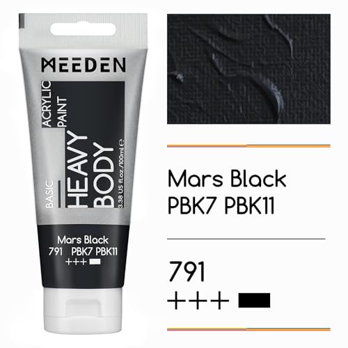 MEEDEN Acrylic Paint Mars Black: 100ml/3.38oz x 2 with Titanium White - color: Mars Black, size: 2 Tubes