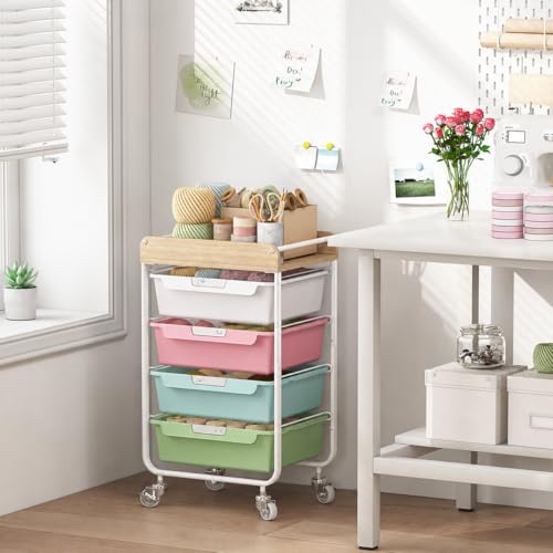 SYKIARIOL Rolling Craft Storage Cart with 4 Drawers,Kid Craft Cart,Colorful - color: Colorful, size: 4-Drawer