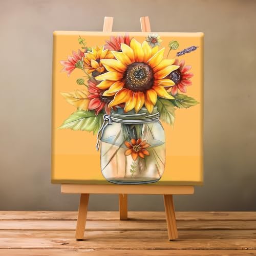 Natuyalo Framed Paint by Number Kits for Adults Beginners, Sunflower in Vase Easy Acrylic Adult Paint by Number Kits, Flowers DIY Painting by Numbers Kits with Frame Ideal Gift 12x12 Inch - color: Color-04