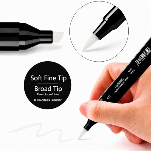 Arhomet 6 Pack Blender Colorless Alcohol Markers, Blending Double Tipped Soft Fine Tips and Brush Permanent Art Markers for Drawing Sketching Coloring (Blender) - color: Blender