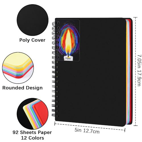 5"x7"Premium Colored Paper Sketchbook,Spiral Bound Art Journal Sketchbook - color: 1-12 color paper