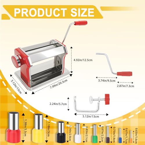 Polymer Clay Press Machine, Clay Conditioning Roller, 6 Thickness Settings | 40 PCS Cutters & Molds, Stainless Steel Clay Mixer, Non-Stick Pasta Roller for Handmade Jewelry, Sculpting & DIY Crafts - color: Red Clay Press