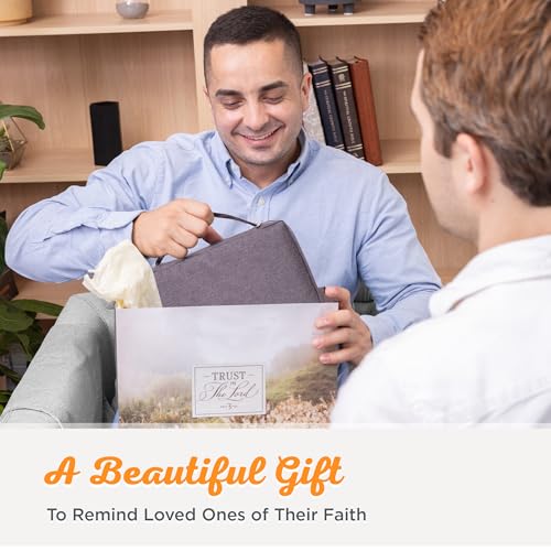 Christian Art Gifts Men & Women’s Bible Cover – Gray Canvas, Large Size with Jesus Fish Symbol – Durable, Inspirational Scripture Case with Zipper Closure, Handle, Pen Loop & Storage Pockets - color: Gray/Jesus Fish, size: Large