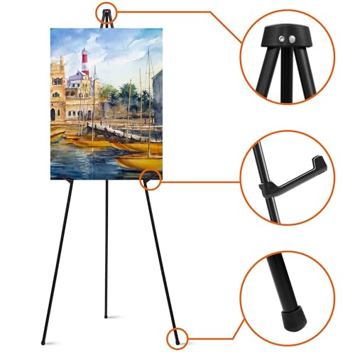 ARTASY 63" Easel Stand for Wedding Signs, Black, 2 Packs with Carry Bags - color: Black