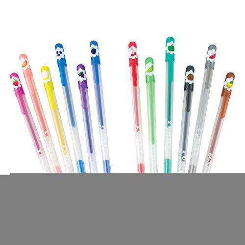 Ooly Scented Yummy Yummy Glitter Gel Pens, Set of 12 | Ages 3+, 1.00mm Nib, Scented Glitter Pens for Kids and Adults, Fun Art and Stationery Supplies for School - style: Glitter Pens (Plastic Package)