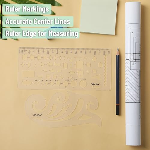 Mr. Pen- Geometric Drawing Template, 2 pcs, French Curve, Plastic Template | Shape Stencils, Geometric Stencils - style: 2 pcs