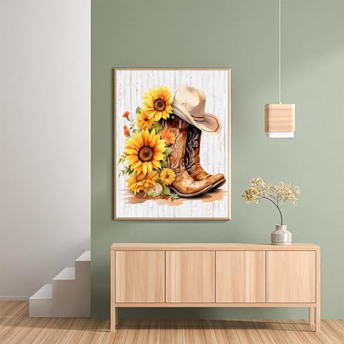AIBOERL Diamond Art Kits for Adults,DIY Boots Diamond Painting Wall Decor | Round Drill Vintage Boots Diamond Painting for Beginners DIY Rhinestone 5D Diamond dots(Gemstone Craft)Wall Art Gift 12x16IN - color: DP00303