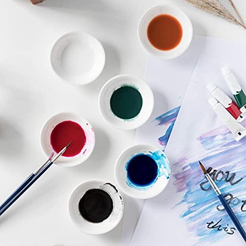 10PCS Round Porcelain Watercolor Paint Palette,Round Ceramic Artist Paint Palette Container Dish for Painting