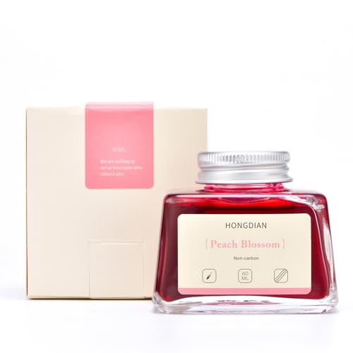 Hongdian Fountain Pen Bottled Ink Peach Blossom Color, 60ml Non Carbon Inkwell Bottle, Artist Calligraphy Ink - color: Peach Blossom