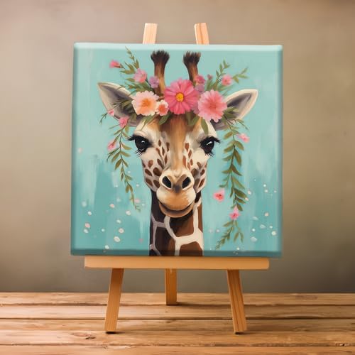 Natuyalo Framed Paint by Numbers for Adults - Giraffe DIY Adult Paint by Number Kits Animal Acrylic Painting by Numbers for Beginners Art Craft Kits for Adults (12x12 Inch, Framed) - color: Color-01