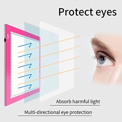 XIAOSTAR Light Box Drawing Pad, Tracing Board with Type-C Charge Cable and Brightness Adjustable for Artists, AnimationDrawing, Sketching, Animation, X-ray Viewing (A4-P-Pink-New)
