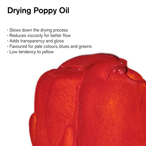Winsor & Newton Sansodor Drying Poppy Oil, 75ml (2.5oz) Bottle | Pale, fast-drying poppy oil ideal for whites and bright colors to prevent yellowing in fine oil painting. - color: Drying Poppy Oil, style: 2.5-oz Bottle