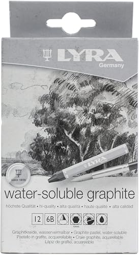 LYRA Graphite Crayon, Water-Soluble , 6B Hardness, Black, 1-Pack