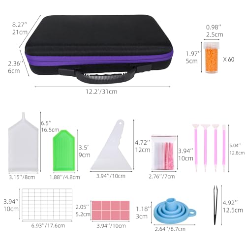 LEIYULY 60 Slots Diamond Art Storage Kit, Diamond Art Tools Accessories - color: Black - Medium-60 Slots