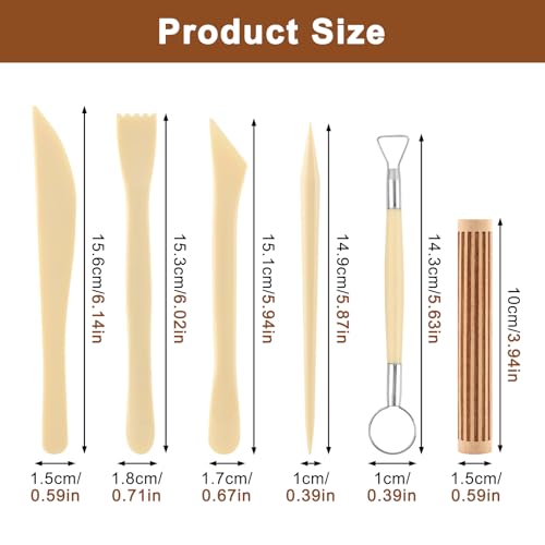 Clay Texture Rollers Set, Ergonomic Handle-Free Design with Comfortable Grip, Plastic & Birch Wood, Includes 10 Texture Sticks and 5 Tools for Modeling and Pottery Decor