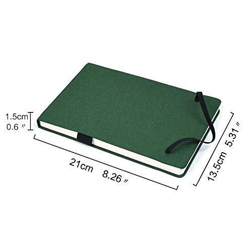Mifuner 5"x 8" 220gsm Travel Handmade Cloth Cover Watercolor Paper 80 pages (40sheet frond and back) Notebook Journal Painting Paper Perfect for Travel Green - color: Long-green
