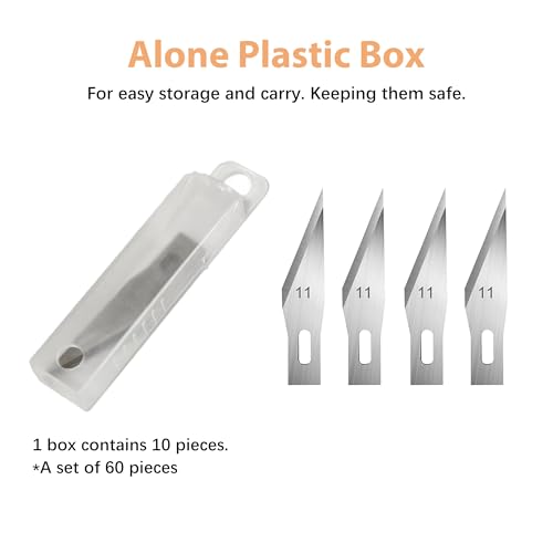 #11 Hobby Knife Blades(Pack of 60),Art Blades Cutting Tool with Storage Case for Craft, Hobby, Scrapbooking, Stencil - size: #11-60pcs