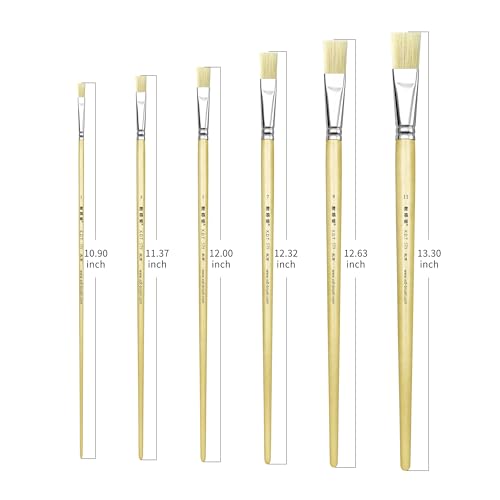 XDT#579 Flat Artist Paint Brush 6 Piece Set, Hog Bristle Wash Tip #1#3#5#7#9#11, Craft Face Body Paint Acrylic Oil Watercolor - size: Odd Sizes (Flat 6-PCS)