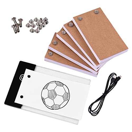 Mini Led Light Pad with 5 Flip Books, Flip Book Kit with Light Pad LED Light Box Tablet,300 Sheets Drawing Tracing Animation Sketching, USB Powered Light Box