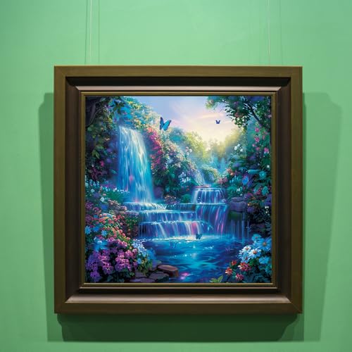 Waterfall Landscape Diamond Painting Kits for Adults,Rainforest Butterflies 5D Full Round Drill DIY Diamond Art Kits for Beginners, Gem Art and Crafts Home Wall Decor 14x14 Inch - color: FYZZ-106