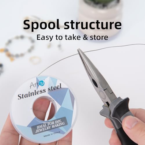 Art3d 20 Gauge Bendable Soft Stainless Steel Craft Wire, 120 ft, Silver | Flexible, Malleable, Polished Finish, Easy to Shape, Easy Unwinding, for Jewelry Making, Electroculture, DIYers, Artisans - color: Stainless Steel, size: 20 Gauge / 120 Ft