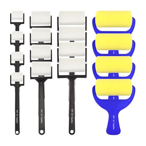 XDT Foam Roller 16Pc Set – Premium Paint Roller for Painting, Staining and Crafting, Sponge Rollers of Various Sizes are Suitable for Any Scene - size: 1, 1.5, 2.5, 3 Inch