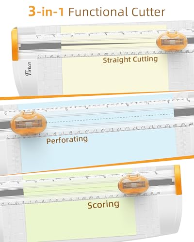 Firbon 3-in-1 Paper Cutter, 9“ Compact A5 Paper Trimmer - color: Orange