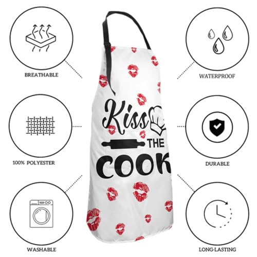 Imiss Waterproof Stain-Resistant Cooking Chef Aprons for Grill BBQ Baking 27 X 31 Inch - color: Kiss the Cook