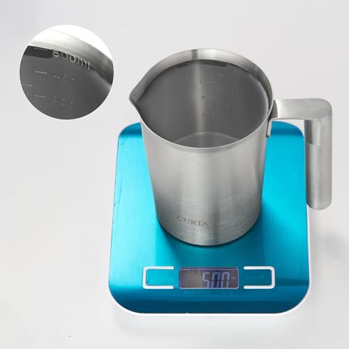 18/8 Stainless Steel Measuring Cup with Round Handle and Pour Spout, Heavy Duty Kitchen Food Prep Cup for Cooking, Baking, Coffee and Bar Use, 16 OZ (2 Cup, 500 ML) - color: Round Handle, size: 16 OZ (2 Cup, 500 ML)