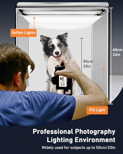 DUCLUS Photo Light Box 24x24 inch, Portable Shooting Tent Kit, Professional Dimmable Photo Studio Light Box with 100 LED Beads & 6 Color Backdrops for Jewelry and Food Items Product Photography - size: 24*24 inch