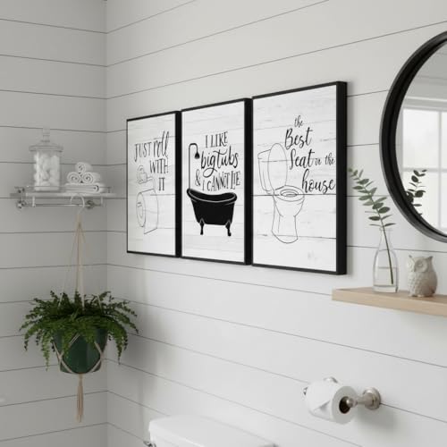 3Pcs Funny Bathroom Quotes Wall Art Black White Toilet Paper Bathtub Posters Prints Minimalism Washroom Painting Pictures Wall Decor 16x24in Unframed - color: Tub, size: 24"L x 16"W Poster