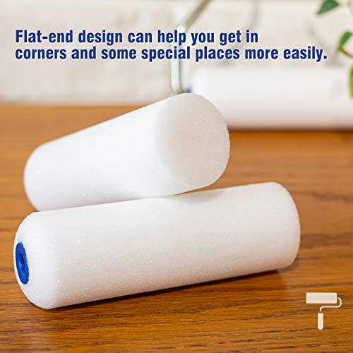 Mister Rui Foam Paint Roller, Sponge Paint Roller Sleeve, High Density Foam, for Furniture Painting and Decorating, 4 Inch Head-Rounded Design (110mm), Pack of 10 - color: * 4" 10 Pcs Head-rounded