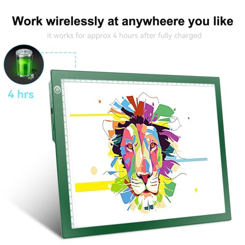 Rechargeable Tracing Light Box, LED Drawing Board for Kids Birthday Gift | Battery Powered Light Pad Copy Table for Stenciling, Sketching, Diamond Art Painting, Toys for Girls Boys Ages 3 4 5 6 7 8-12 - color: GREEN, size: 04 - 10x15inch rechargeable
