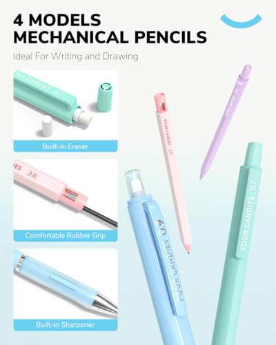 Four Candies 36PCS Mechanical Pencil Set with 624 Lead Refills (Light Blue) - color: Light Blue