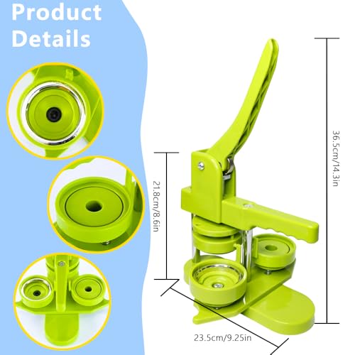 Button Maker Machine, Pin Maker Machine Kit (3rd Gen) Installation-Free DIY, Badge Maker Button Press Machine with Free Button Parts&Circle Cutter&Wrench Gadget (Green, 58mm(2.25in)) - color: Green