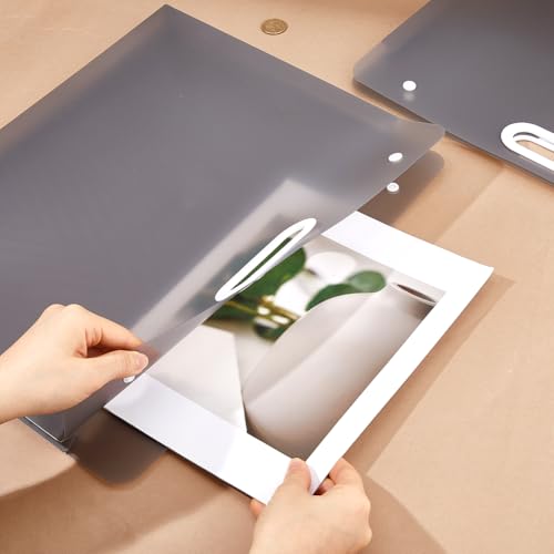 SUPERFINDINGS 4Pcs Art Portfolio Bag 35.2x43.6cm Plastic Portfolio Folder Expandable Gusset Waterproof Poster Storage Case With Reinforced Handle For Drawing Sketch Photography Painting