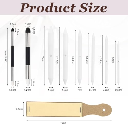 MECCANIXITY Blending Stumps Set Sketch Drawing Tools Dual Tip Blending Pen | with Paper Art Blenders, and Sandpaper Sharpeners