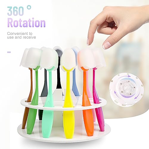 Yoseng 12 Pack Ink Blending Brushes - Perfect Tools for Card Making and Crafters Background Blending with Color Coded Handle with Stand and Covers,Diameter 0.86" - color: Light 12pcs(with Cover and Holder)