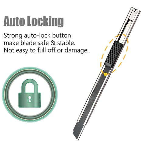 Gebildet 5pcs Right and Left Hand Self-Lock Cutter Knife/Black 9mm Snap Off Blades /60° Blace/SS - color: Ss-black Blade