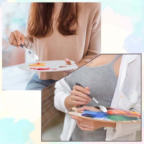 2Pcs Palette Knife No.20 Palette Knives 22mm Width Pallet Knife Stainless Steel Oval Art Paint Spatula with Wood Handle Metal Palette Knife for Oil Acrylic Canvas Mixing Spreading Cake Decorating