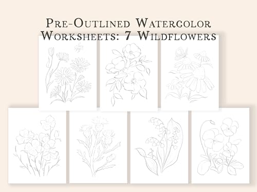 Wildflower Watercolor Workbook with Real Cold Press Cotton Watercolor Paper, Pre-Outlined Designs, Step-by-Step Instructions & Online Videos – Premium Botanical Art Book for Adults & Beginners - style: Wildflower