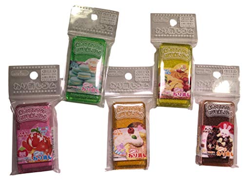 Scented Kneaded Eraser, Set of 5 (Pineapple, Chocolate, Strawberry, Vanilla, Cantaloupe Melon)