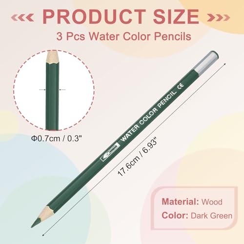 PATIKIL Watercolor Pencils, Dark Green Color Pencil Set Sketch Coloring Drawing Colored Pencils Bulk Artist Drawing Supplies for Adult Coloring Book Blending, 3 Pcs - color: Dark Green