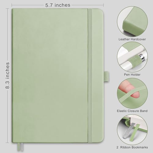 RETTACY Blank Journal Notebook, 192 Pages per Pack, A5 Size (5.7'' x 8.3'') - color: Black & Light Green