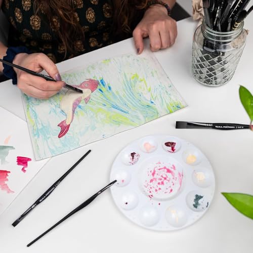 WA Portman Flat Paint Brushes 4pc Set, Brushes for Acrylic & Oil Painting | Flat Paint Brush Set (4, 8, 12, 16) for Acrylic Painting Art Hobby with Triangular Grip, Premium Taklon Synthetic Bristles - color: Flat