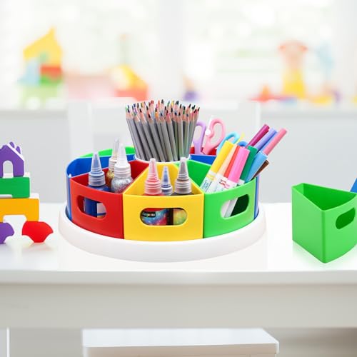 MeCids Rotating Desk Organizer Kids Art Supply Storage and Organization - color: Rainbow